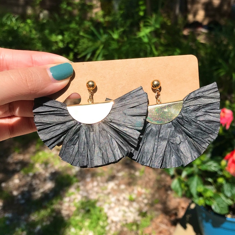 Handmade Black Papier-Mâché Earrings ♠️✨